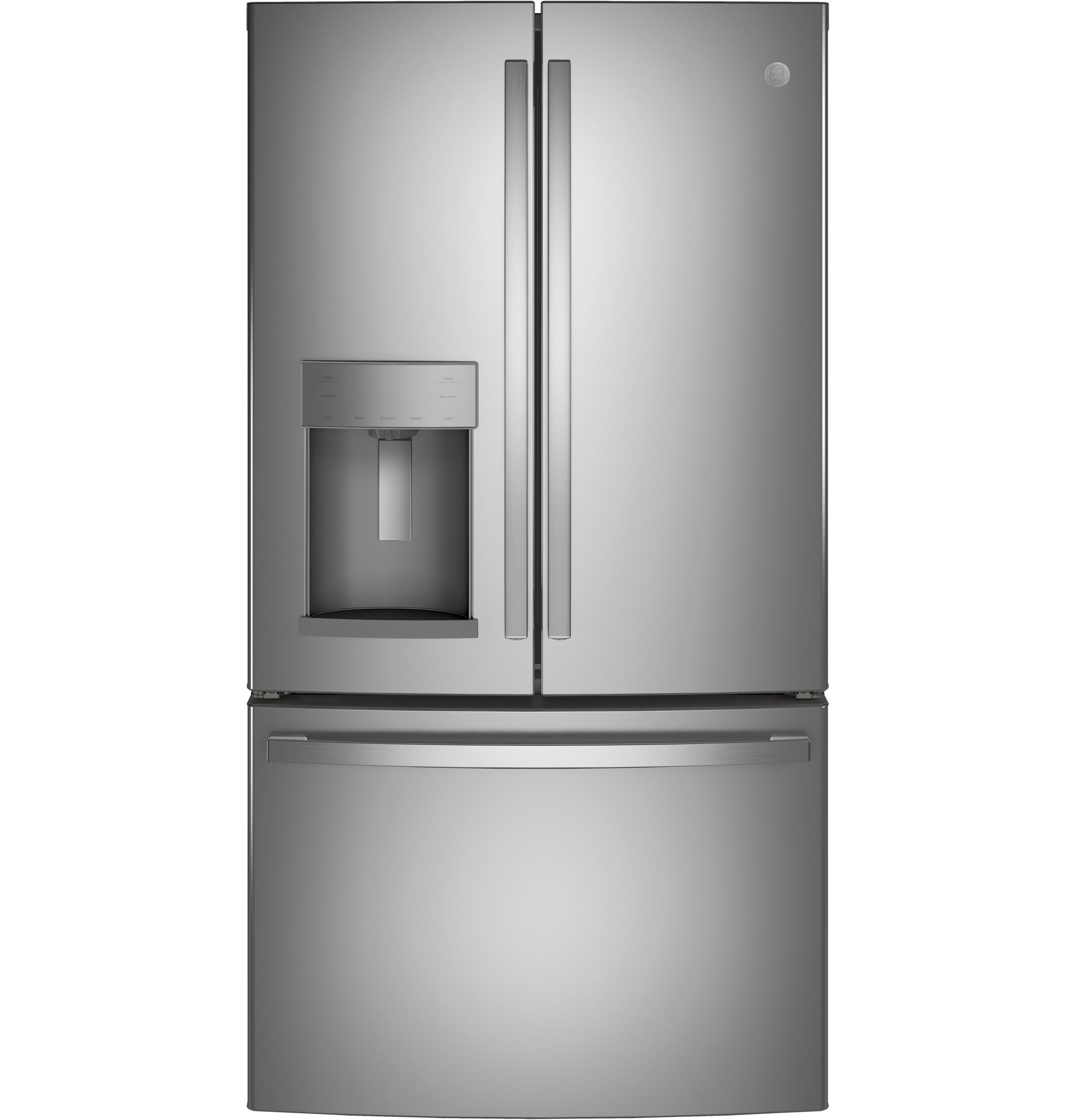 GE STAINLESS STEEL FINGERPRINT RESISTANT 27.7CU FRENCH DOOR REFRIGERATOR - Pearl Silver - Refrigerators