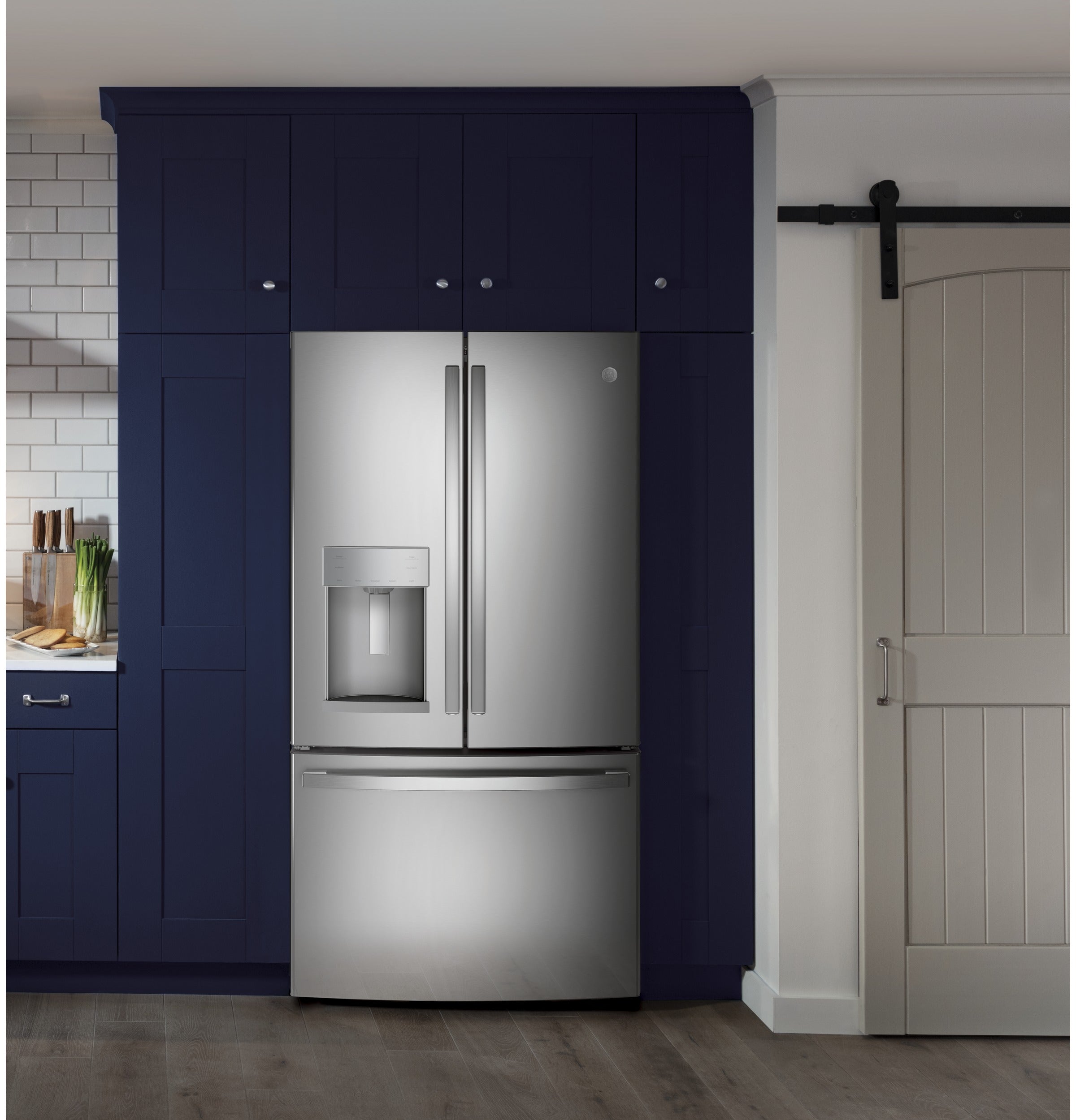 GE STAINLESS STEEL FINGERPRINT RESISTANT 27.7CU FRENCH DOOR REFRIGERATOR - Pearl Silver - Refrigerators - Additional View 7