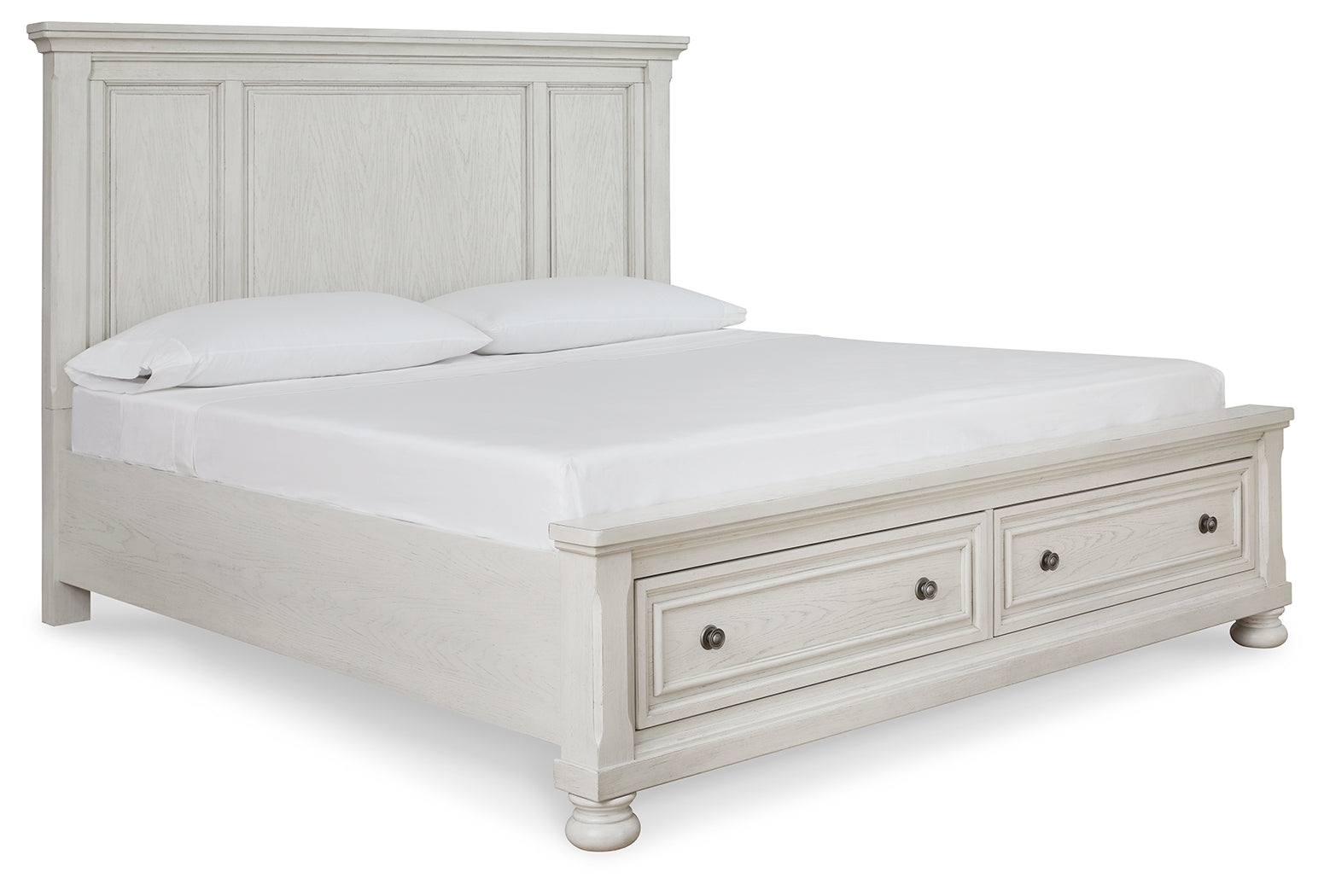 Ashley Furniture - Robbinsdale King Storage Bed - White - Wood - Beds