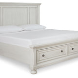 Ashley Furniture - Robbinsdale King Storage Bed - White - Wood - Beds