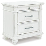 Ashley Furniture - KANWYN 3 DRAWER NIGHTSTAND - White Wood - Nightstands