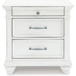 Ashley Furniture - KANWYN 3 DRAWER NIGHTSTAND - White Wood - Nightstands - Additional View 2
