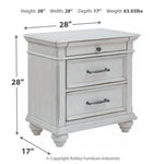 Ashley Furniture - KANWYN 3 DRAWER NIGHTSTAND - White Wood - Nightstands - Additional View 3