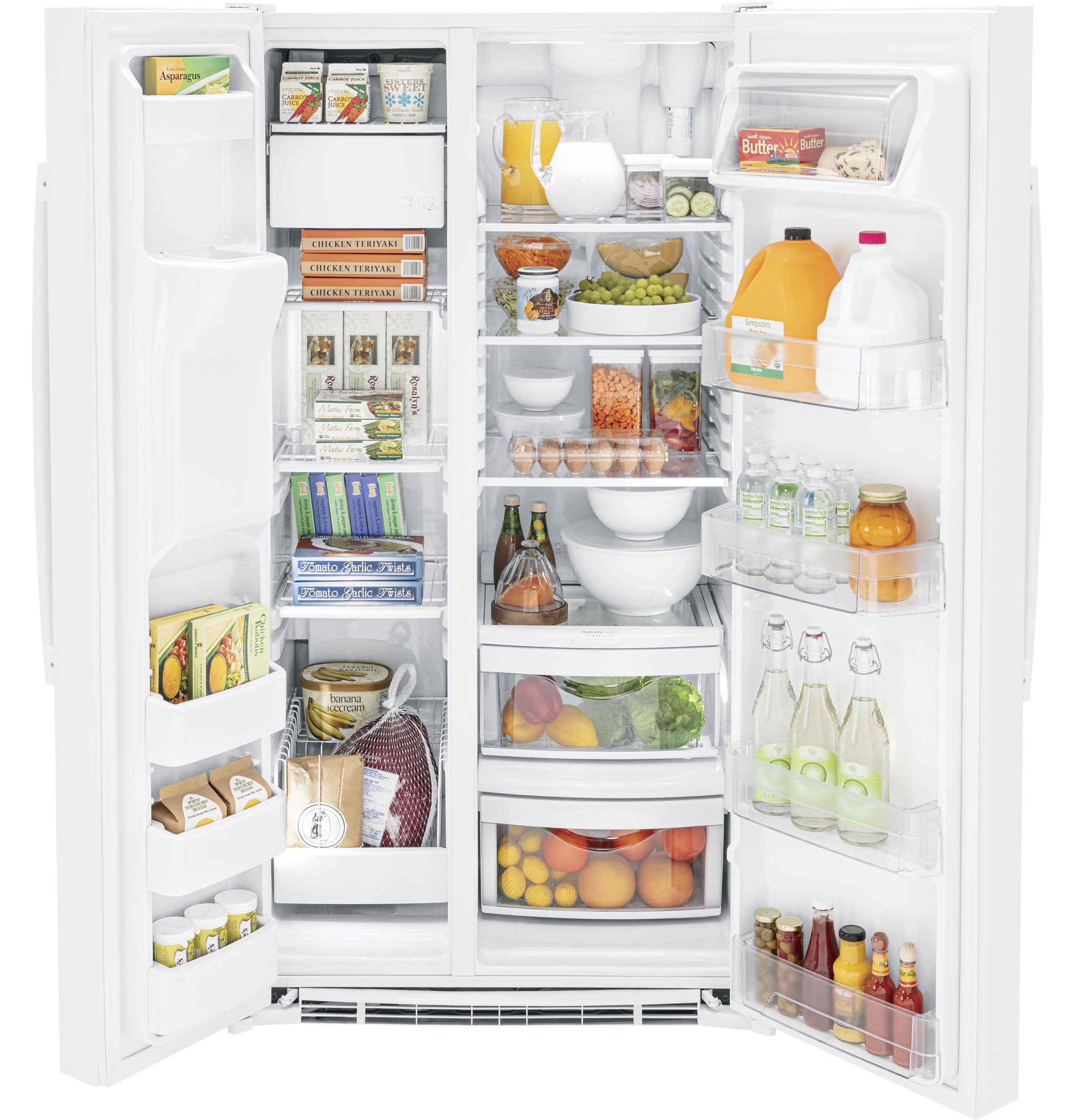 GE WHITE 25CU SIDE BY SIDE REFRIGERATOR - Refrigerators - Additional View 1