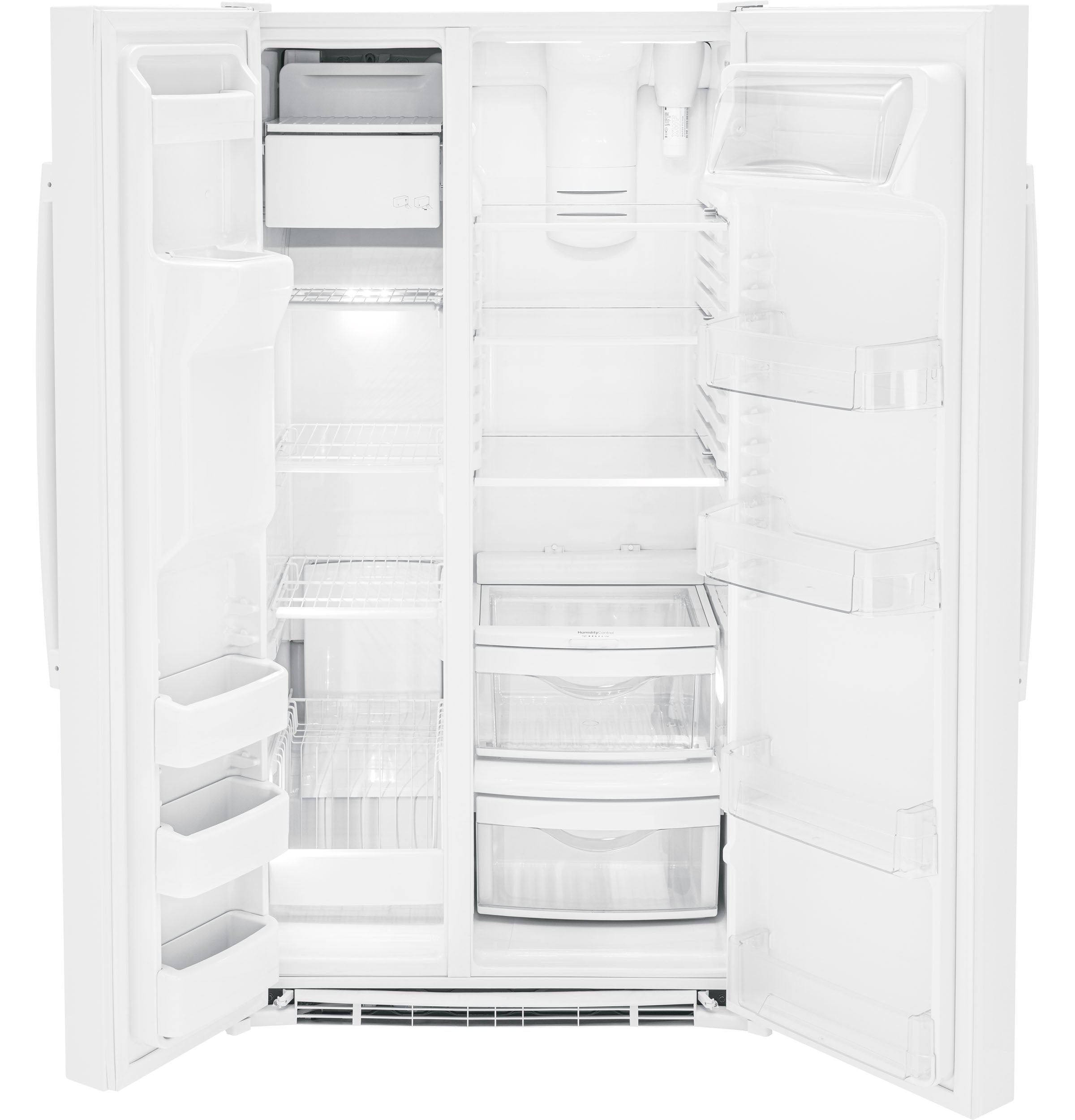GE WHITE 25CU SIDE BY SIDE REFRIGERATOR - Refrigerators - Additional View 2