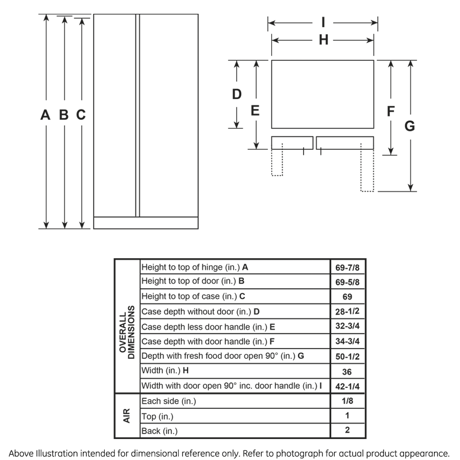 GE WHITE 25CU SIDE BY SIDE REFRIGERATOR - Refrigerators - Additional View 22