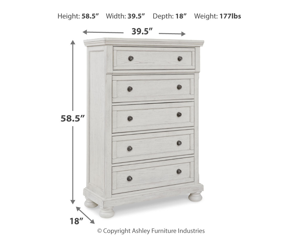 Ashley Furniture - Robbinsdale Chest - White - Wood - Chests - Additional View 3