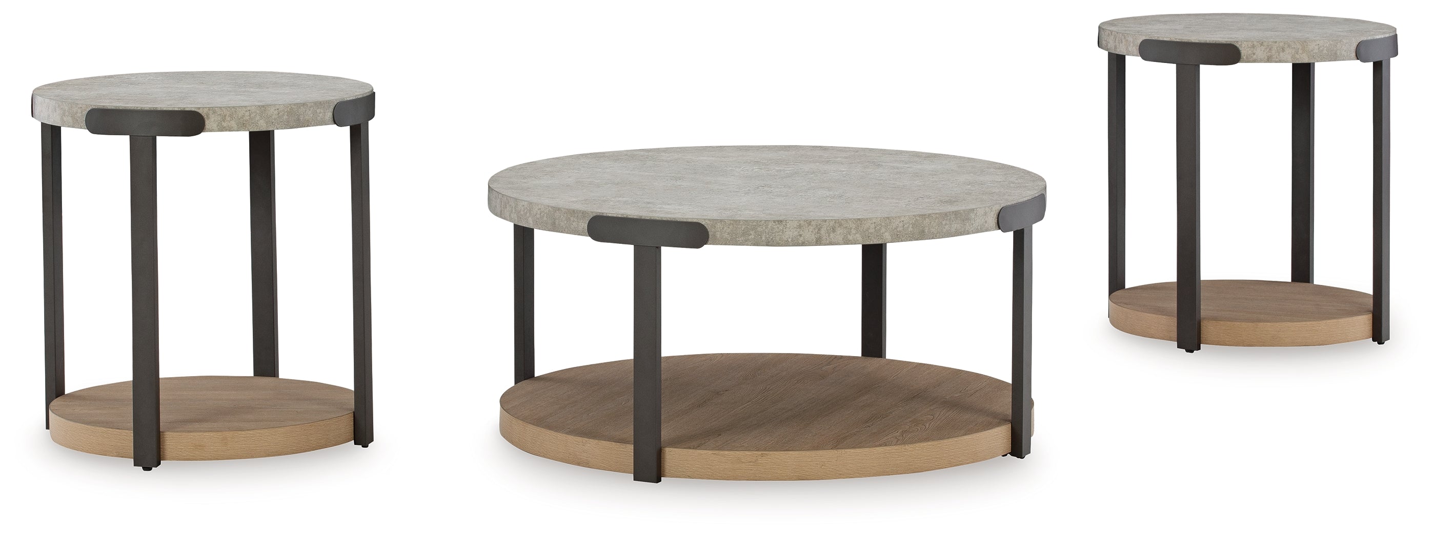 Ashley Furniture - DARTHURST 3 PACK OCCASIONAL TABLE SET - Light Brown Wood|Metal - Tables