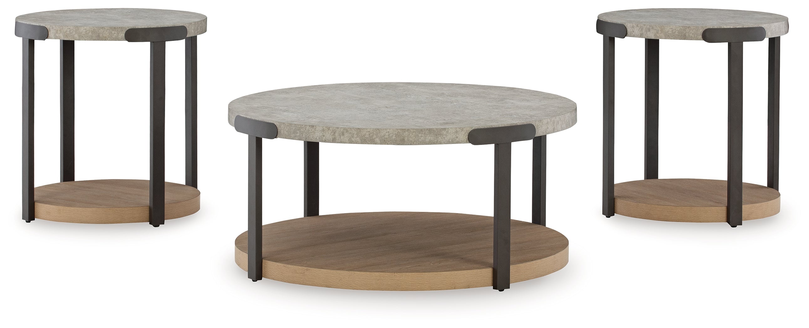 Ashley Furniture - DARTHURST 3 PACK OCCASIONAL TABLE SET - Light Brown Wood|Metal - Tables - Additional View 2