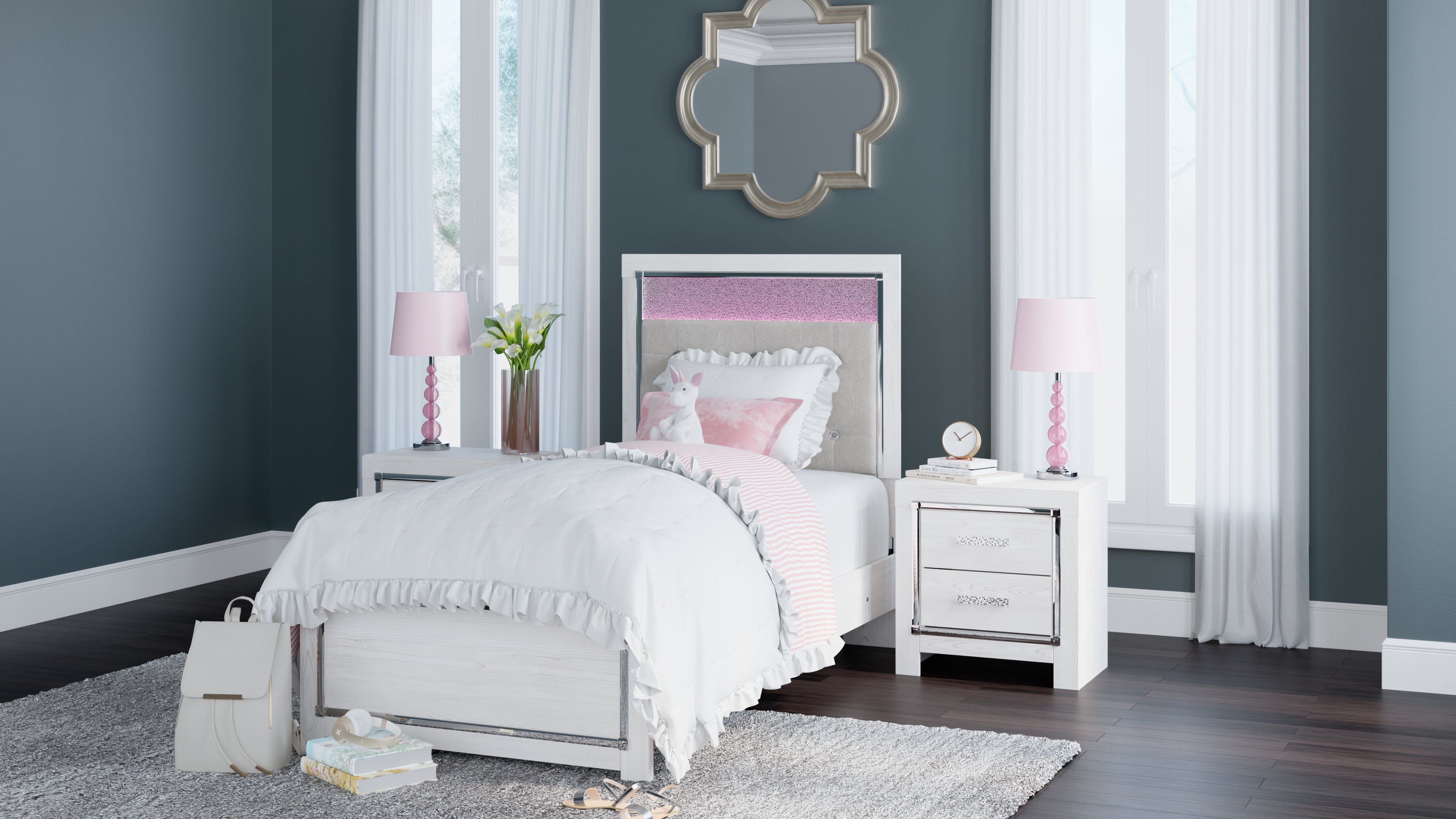 Ashley Furniture - Altyra Twin Panel Bed - White Wood - Beds - Additional View 2