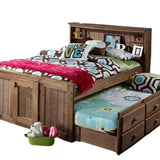 Diego Chestnut Twin Captain's Bed With Twin Trundle And Bunkie Mattresses