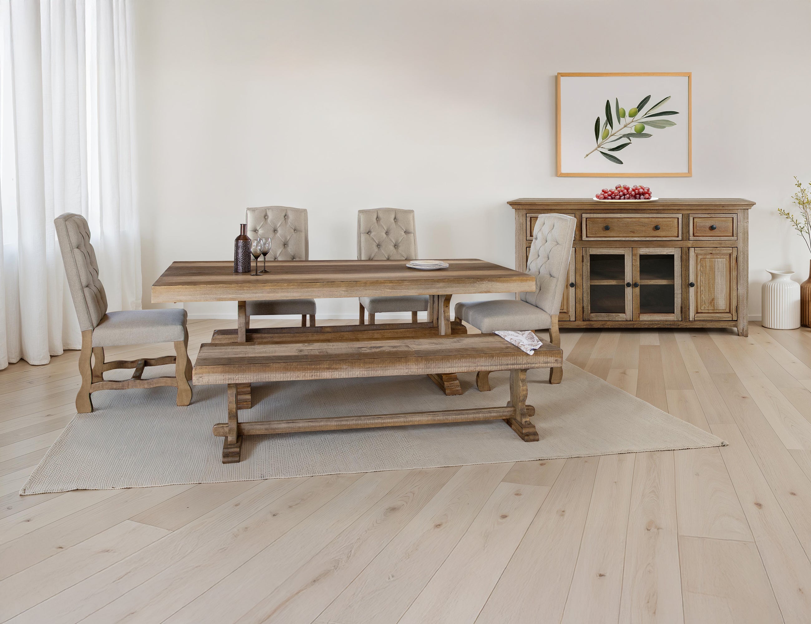 International Furniture Direct - Marquez Bench - Light Brown Wood - Benches - Additional View 1
