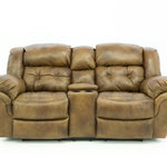Hudson Leather Power Loveseat With Console - Saddle