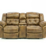 Hudson Leather Power Loveseat With Console - Saddle