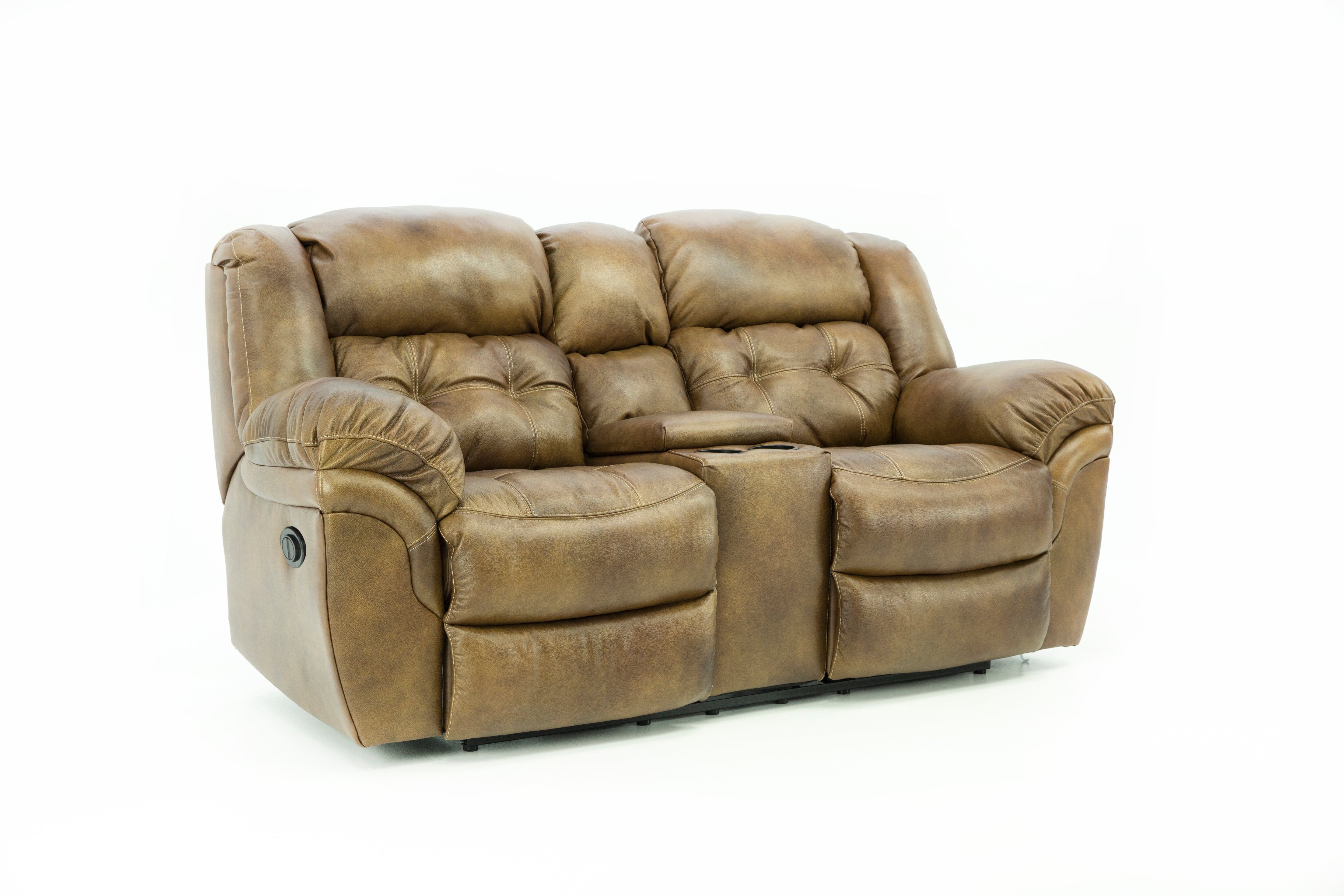 Hudson Leather Power Loveseat With Console - Saddle - Additional View 1