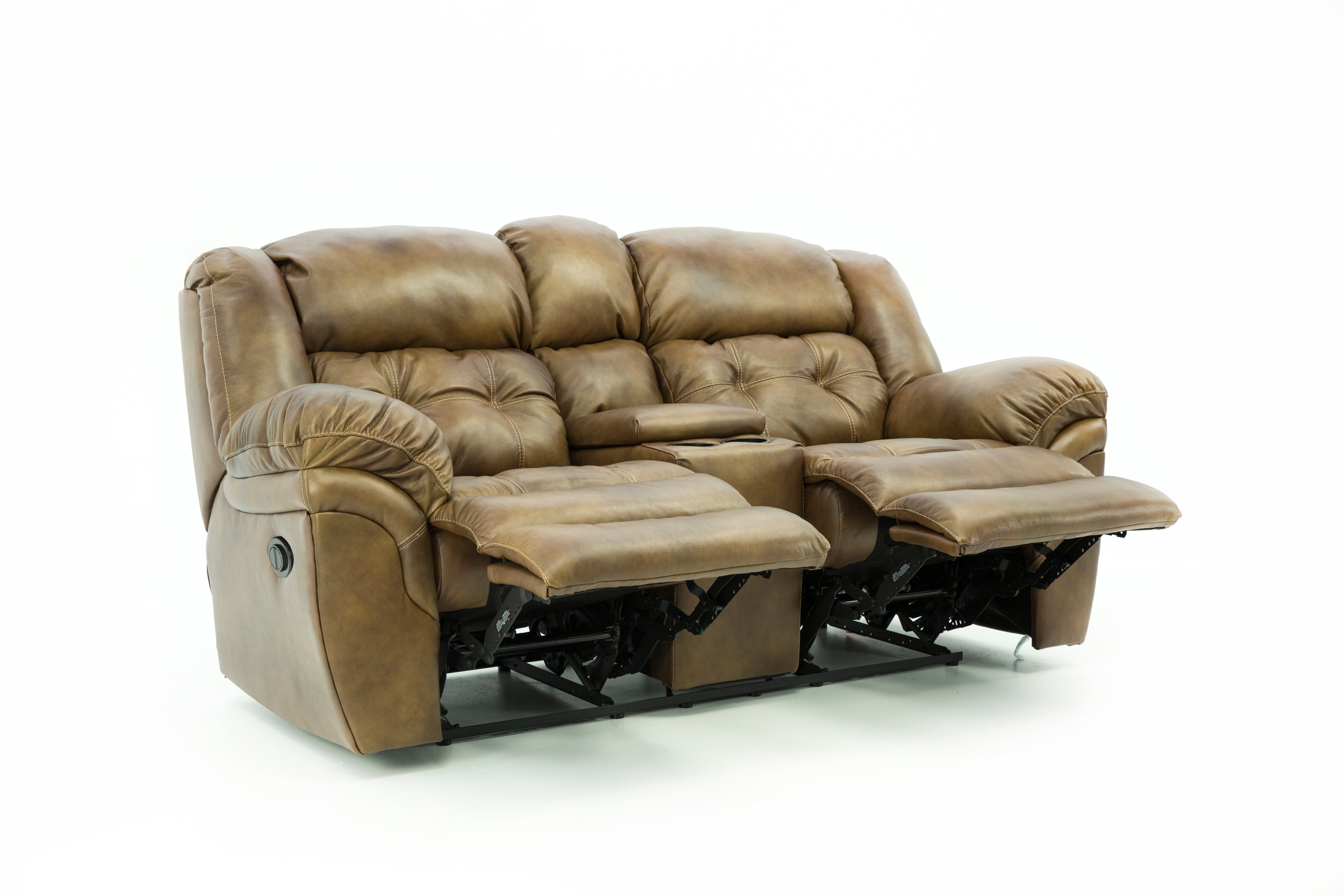 Hudson Leather Power Loveseat With Console - Saddle - Additional View 2
