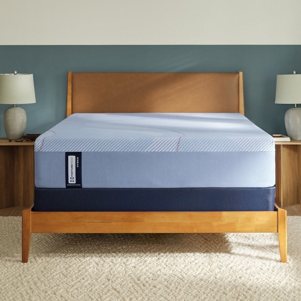 Tempur Sealy - MEDINA II MEDIUM HYBRID FULL MATTRESS - Light Blue|Blue Fabric - Mattresses - Additional View 9