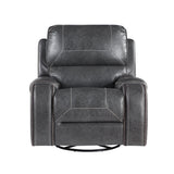 Steve Silver Furniture - Keily Swivel Glider Recliner - Grey - Dark Gray Faux Leather - Chairs