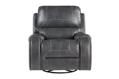 Steve Silver Furniture - Keily Swivel Glider Recliner - Grey - Dark Gray Faux Leather - Chairs