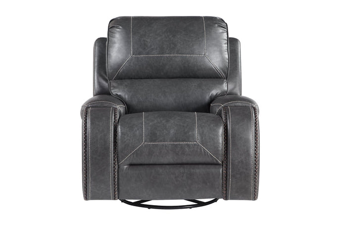 Steve Silver Furniture - Keily Swivel Glider Recliner - Grey - Dark Gray Faux Leather - Chairs
