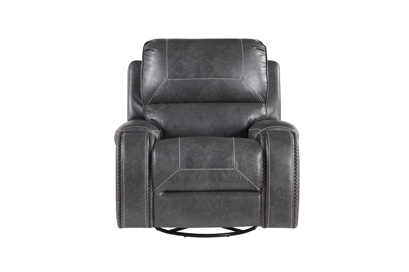 Steve Silver Furniture - Keily Swivel Glider Recliner - Grey - Dark Gray Faux Leather - Chairs