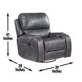 Steve Silver Furniture - Keily Swivel Glider Recliner - Grey - Dark Gray Faux Leather - Chairs - Additional View 1