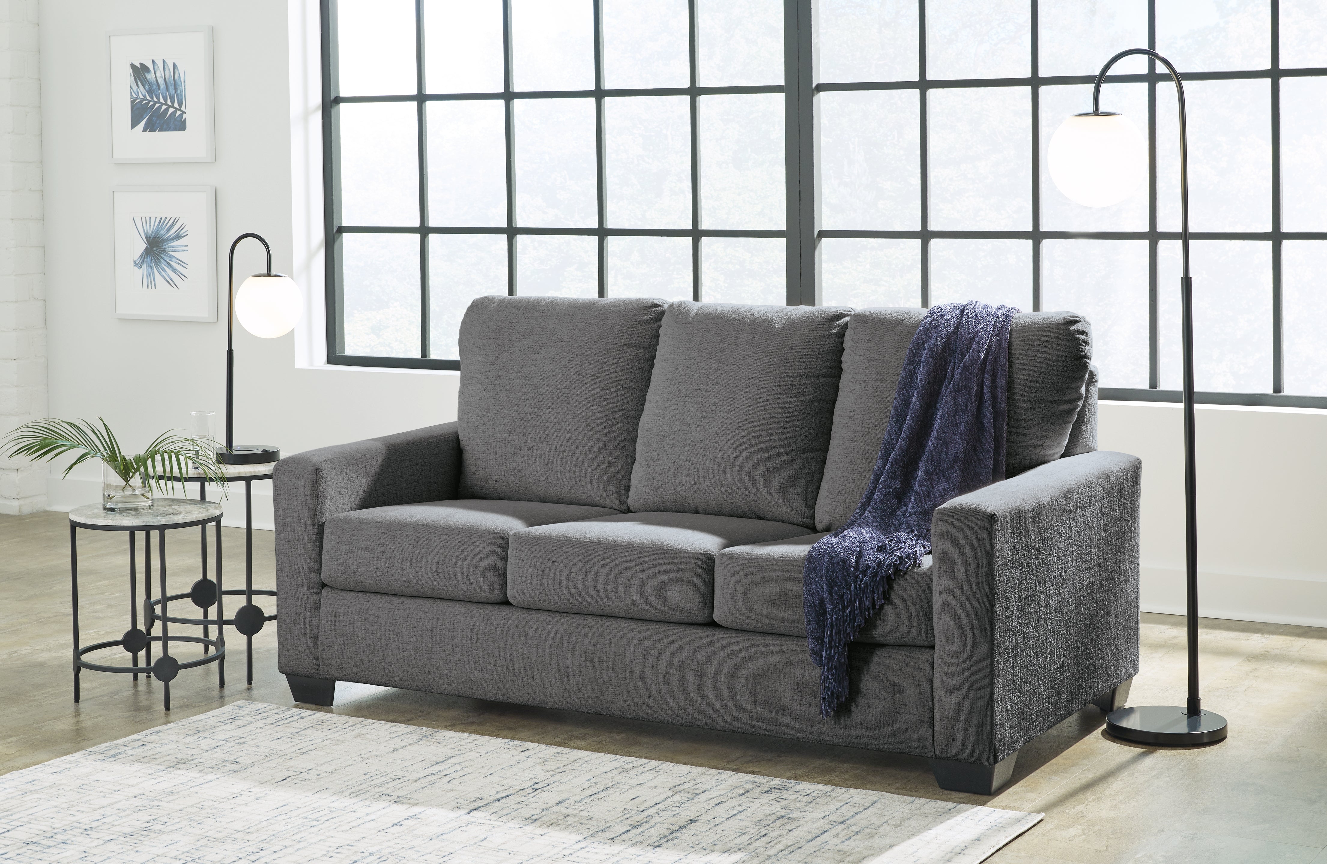 Ashley Furniture - Rannis Full Sofa Sleeper - Pewter - Dark Gray Fabric - Sofas