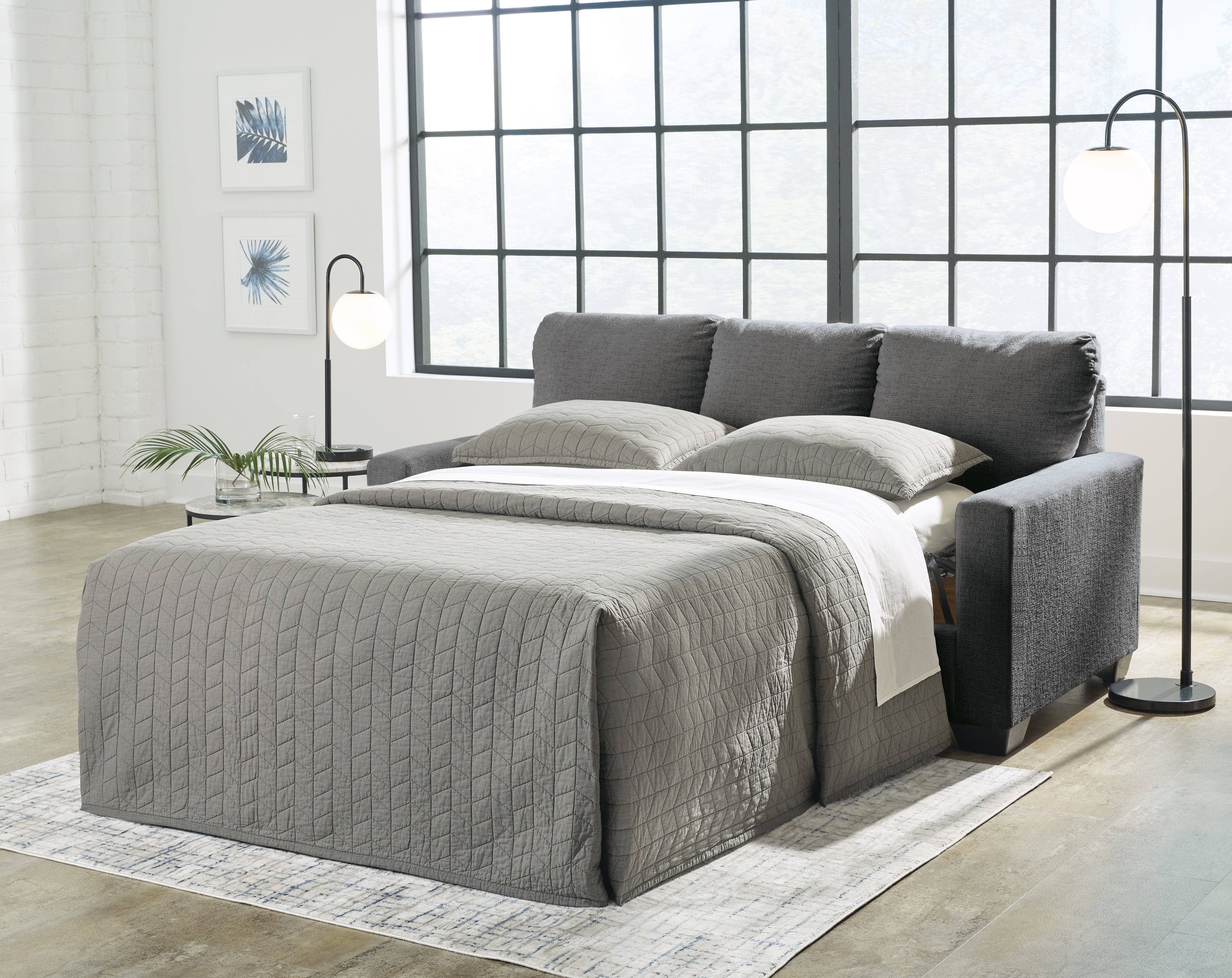 Ashley Furniture - Rannis Full Sofa Sleeper - Pewter - Dark Gray Fabric - Sofas - Additional View 6
