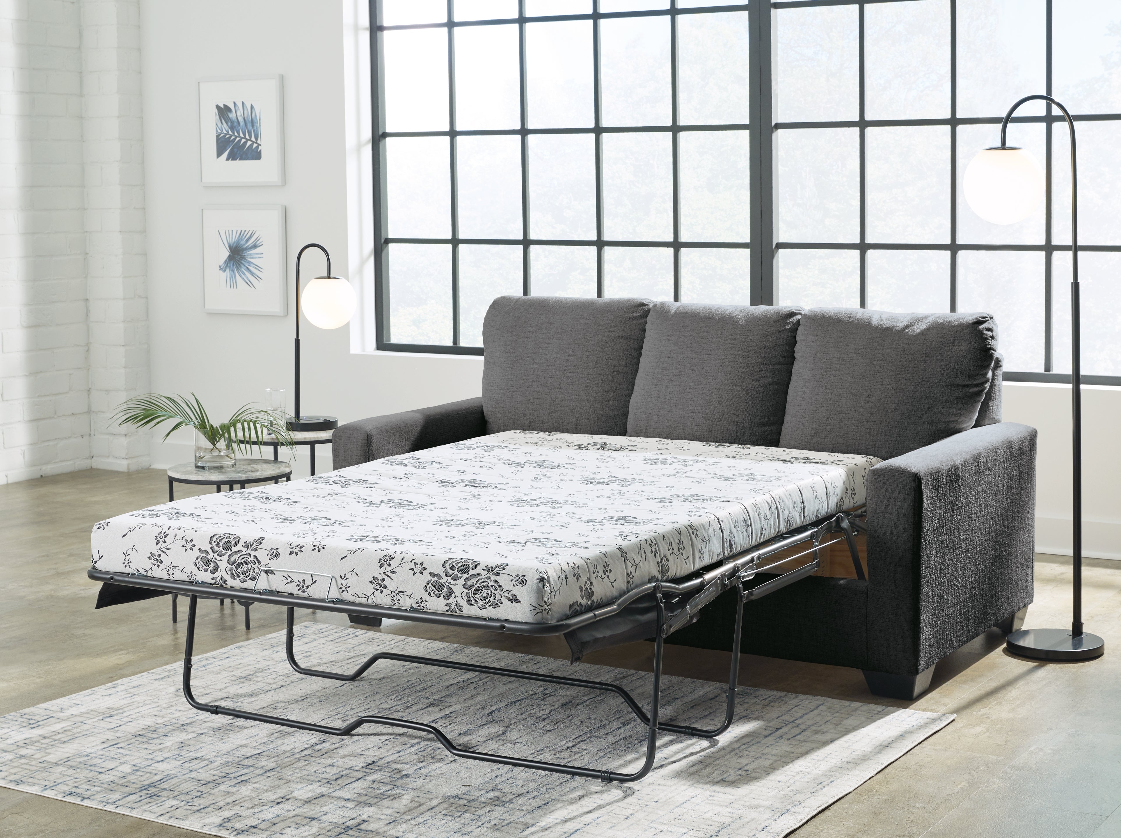 Ashley Furniture - Rannis Full Sofa Sleeper - Pewter - Dark Gray Fabric - Sofas - Additional View 7