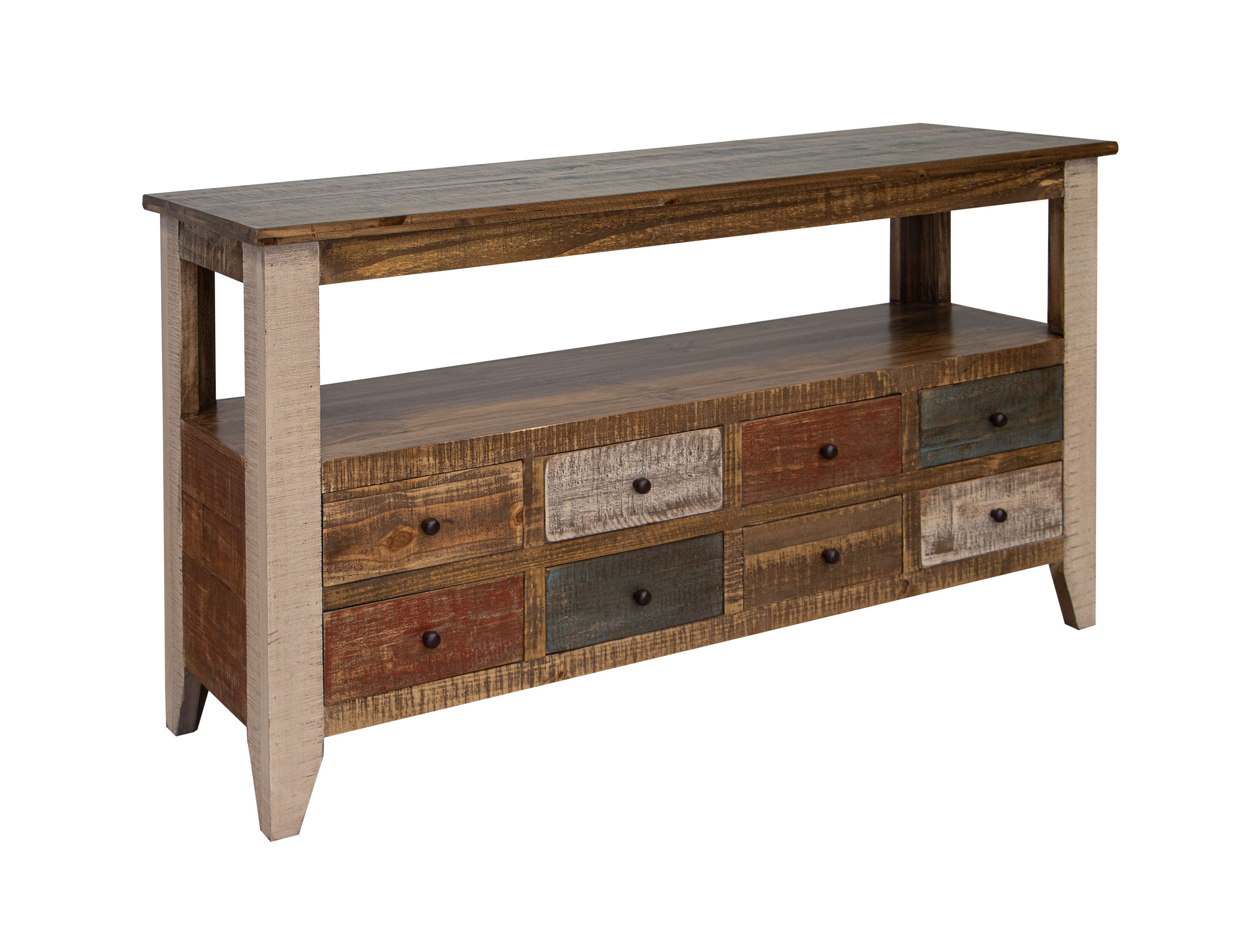 International Furniture Direct - ANTIQUE SOFA TABLE - Light Brown Wood - Tables