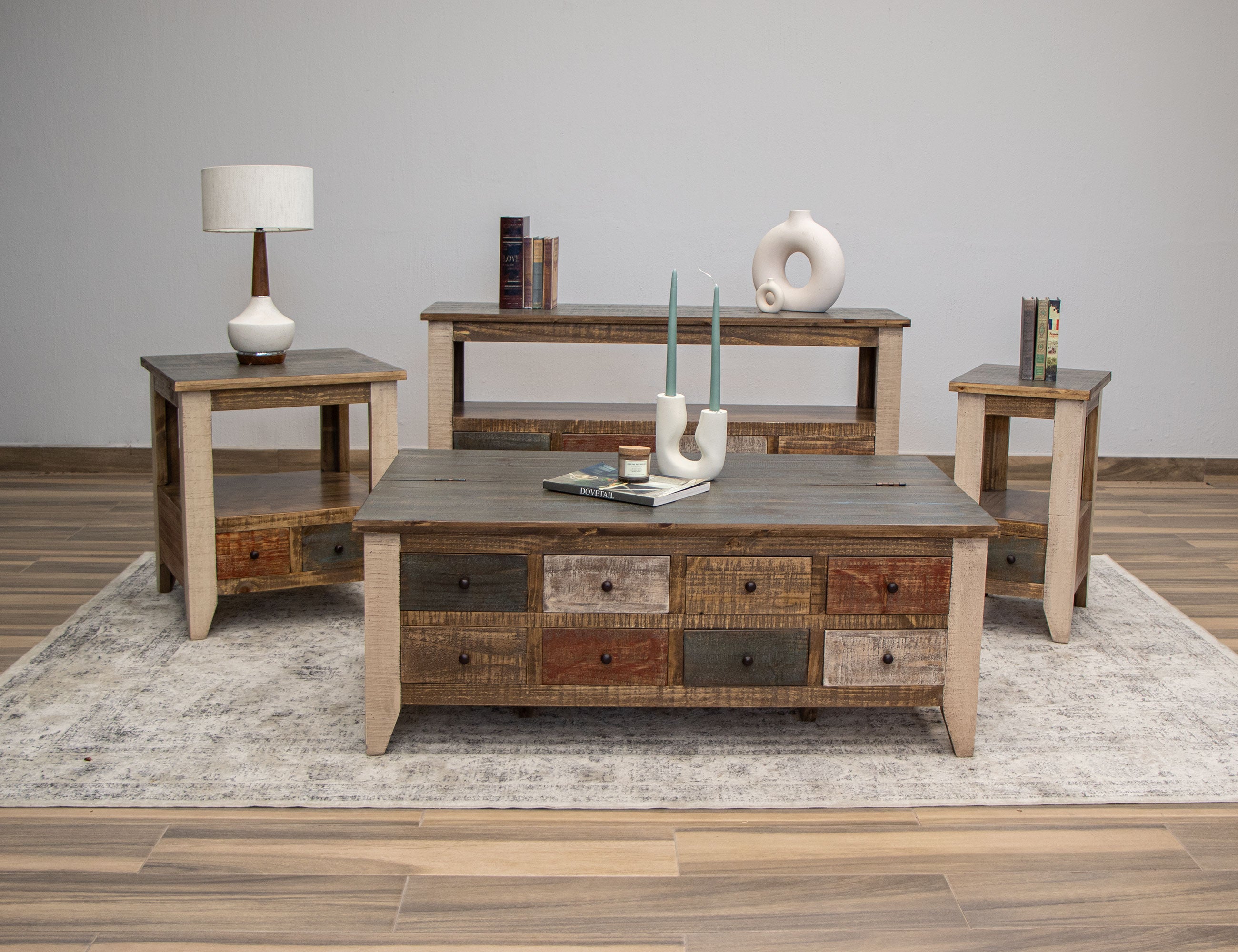 International Furniture Direct - ANTIQUE SOFA TABLE - Light Brown Wood - Tables - Additional View 1