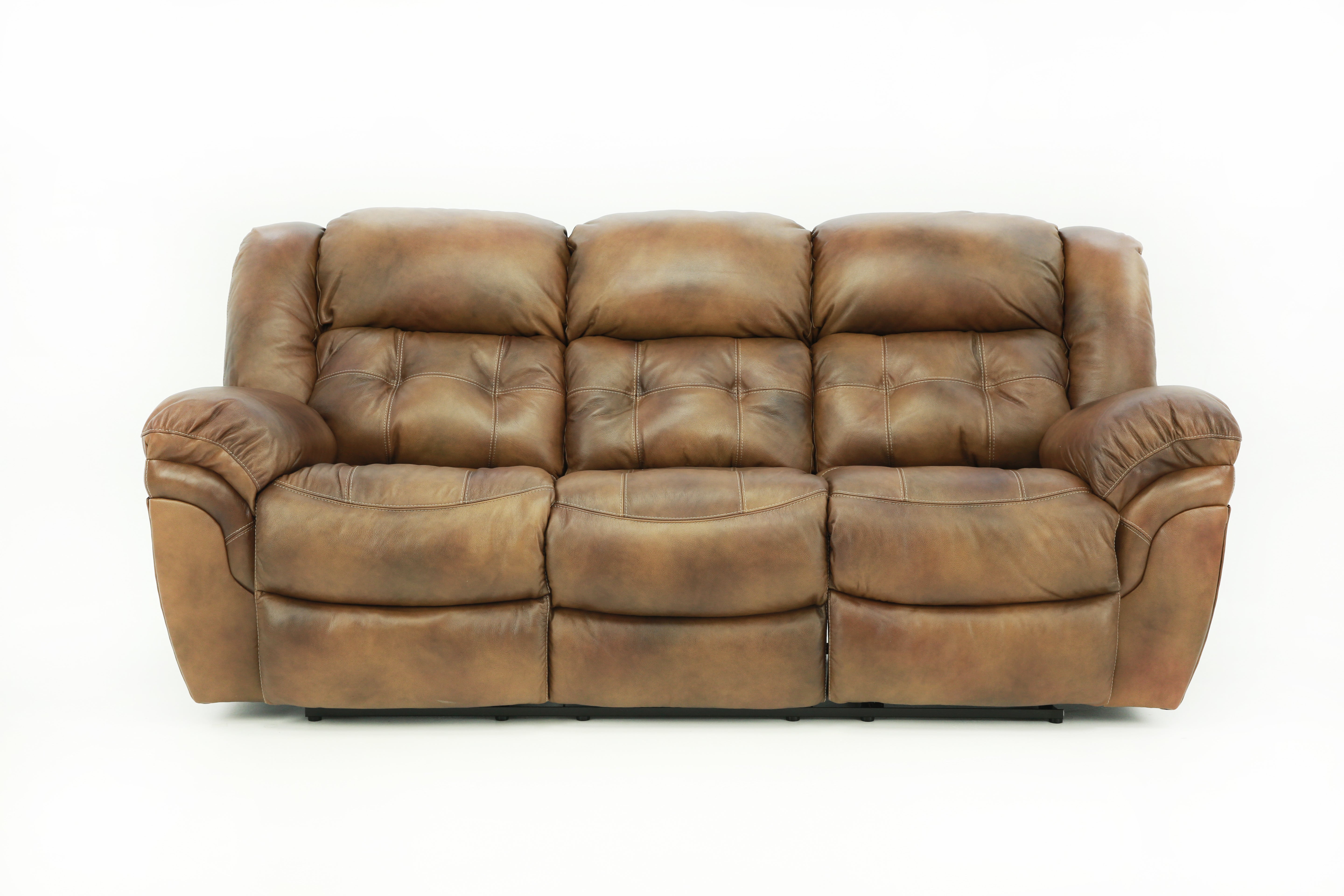 Hudson Leather Reclining Sofa - Saddle