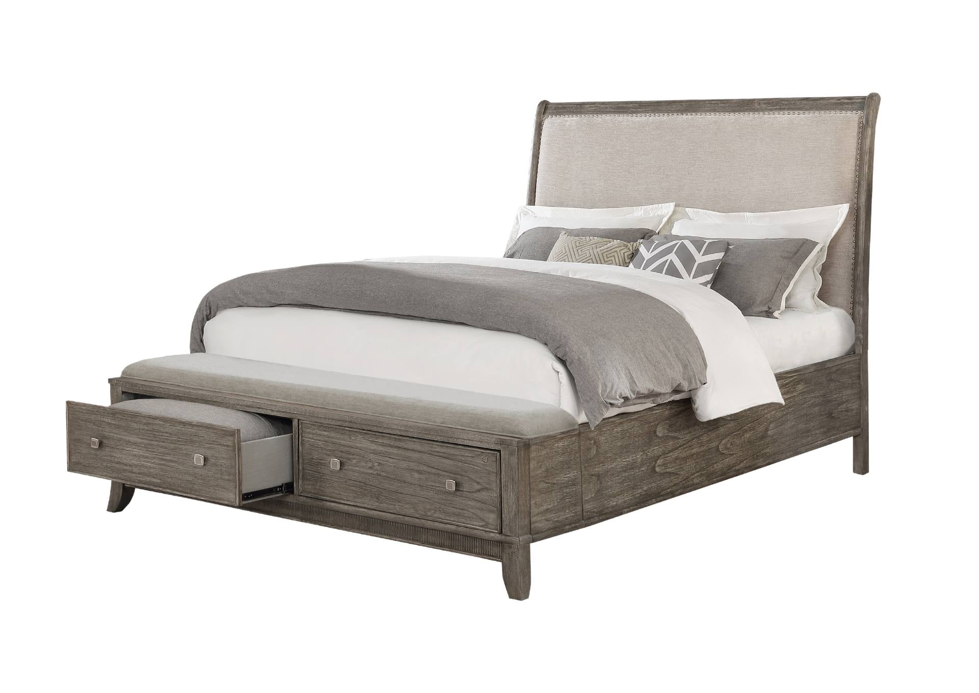 Mindi Brushed King Bed - Gray