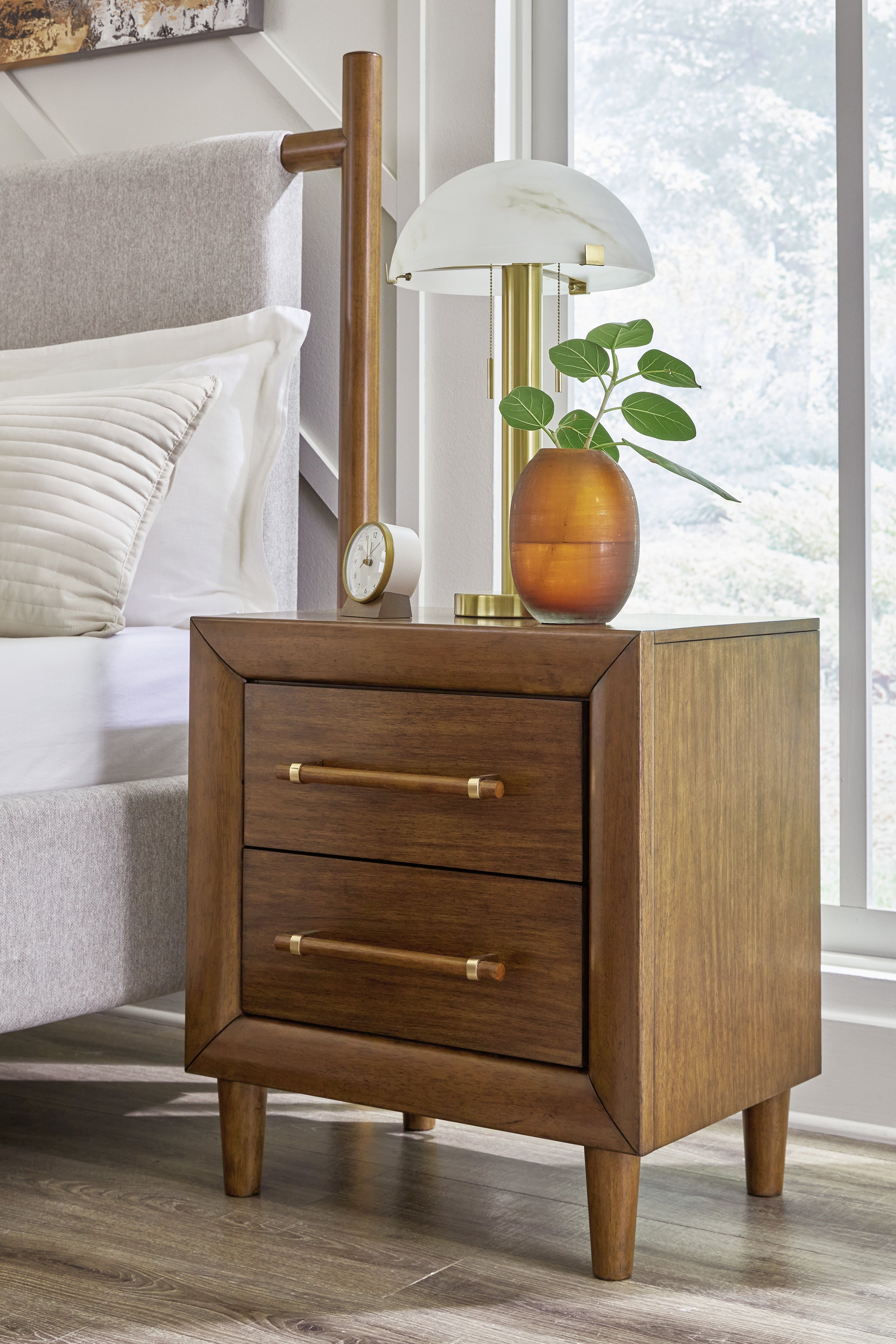Ashley Furniture - LYNCOTT NIGHTSTAND - Dark Brown Wood - Nightstands - Additional View 1