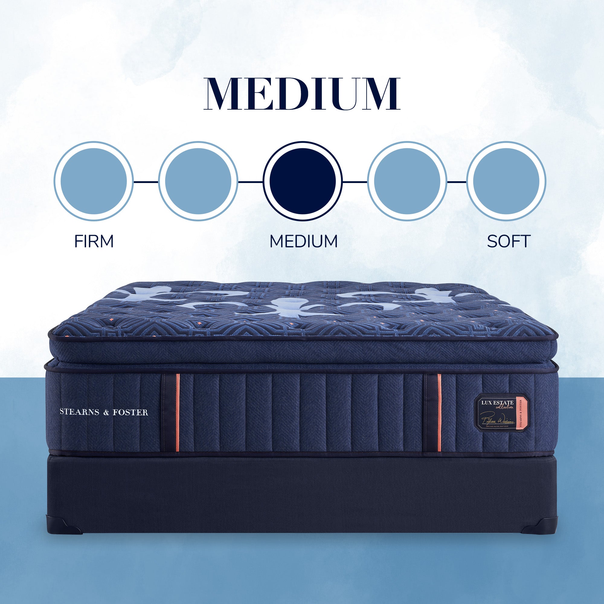Tempur Sealy - Lux Estate Medium Pillowtop Queen Mattress - Blue Fabric - Mattresses