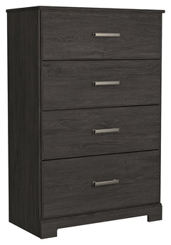 Ashley Furniture - Belachime 4 Drawer Chest - Black - Dark Gray Wood - Chests
