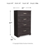 Ashley Furniture - Belachime 4 Drawer Chest - Black - Dark Gray Wood - Chests - Additional View 5