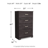 Ashley Furniture - Belachime 4 Drawer Chest - Black - Dark Gray Wood - Chests - Additional View 5
