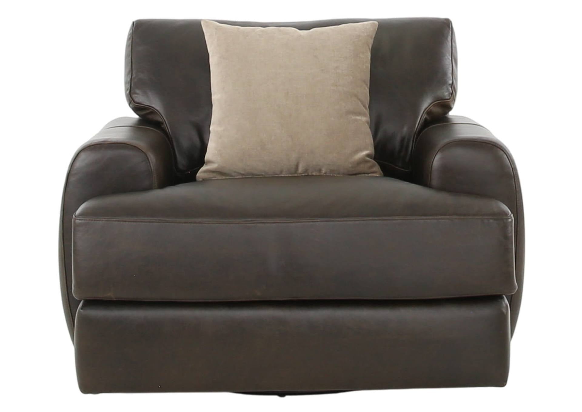 CAMEROON BROWN LEATHER SWIVEL CHAIR - Additional View 1