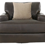 CAMEROON BROWN LEATHER SWIVEL CHAIR - Additional View 1
