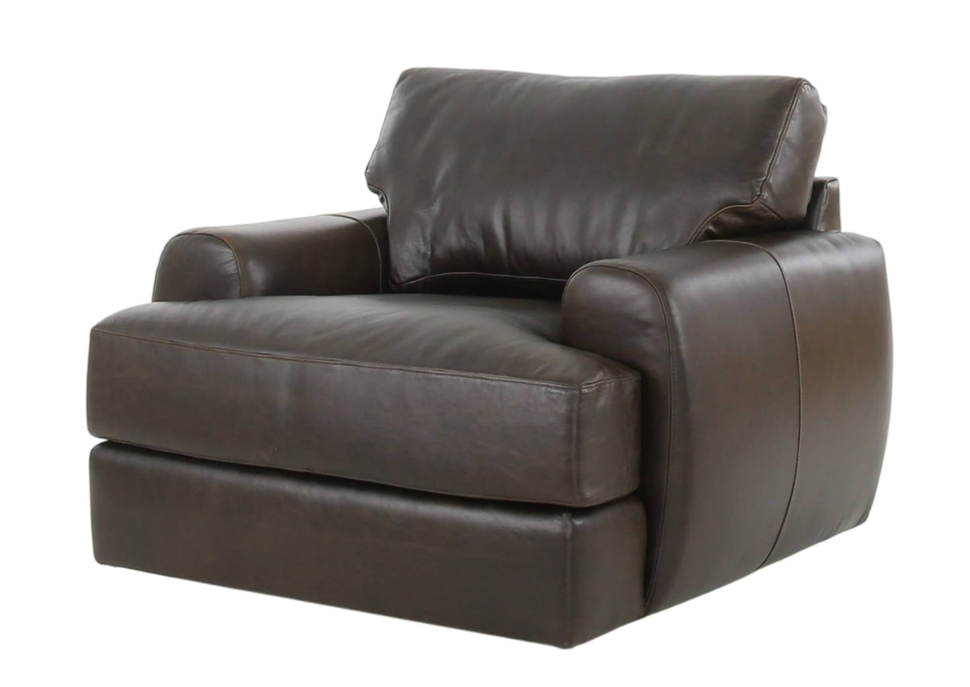 CAMEROON BROWN LEATHER SWIVEL CHAIR - Additional View 7