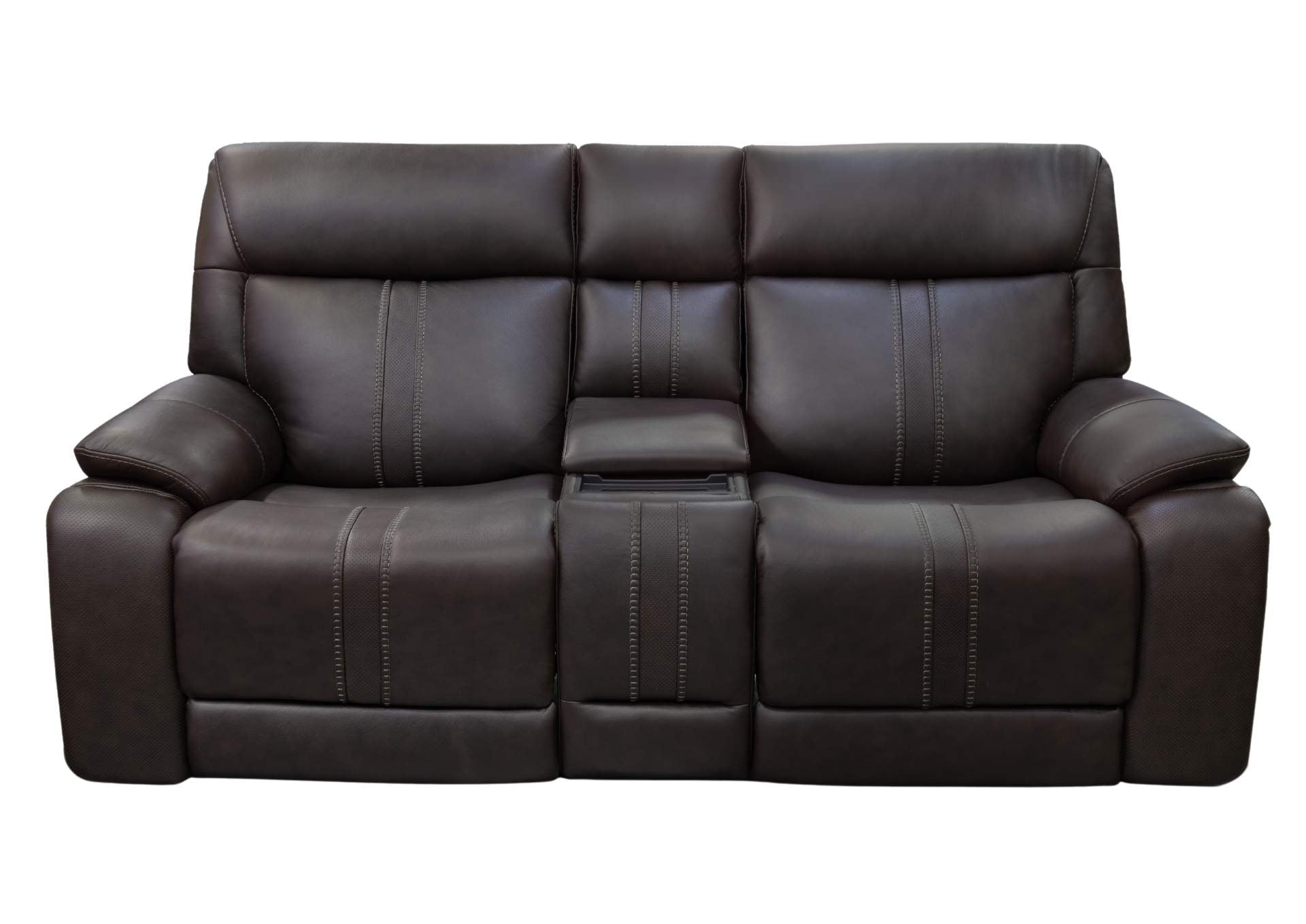Xara Leather Power Console Loveseat - Earth