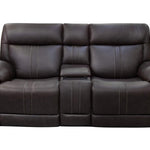 Xara Leather Power Console Loveseat - Earth