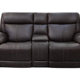 Xara Leather Power Console Loveseat - Earth