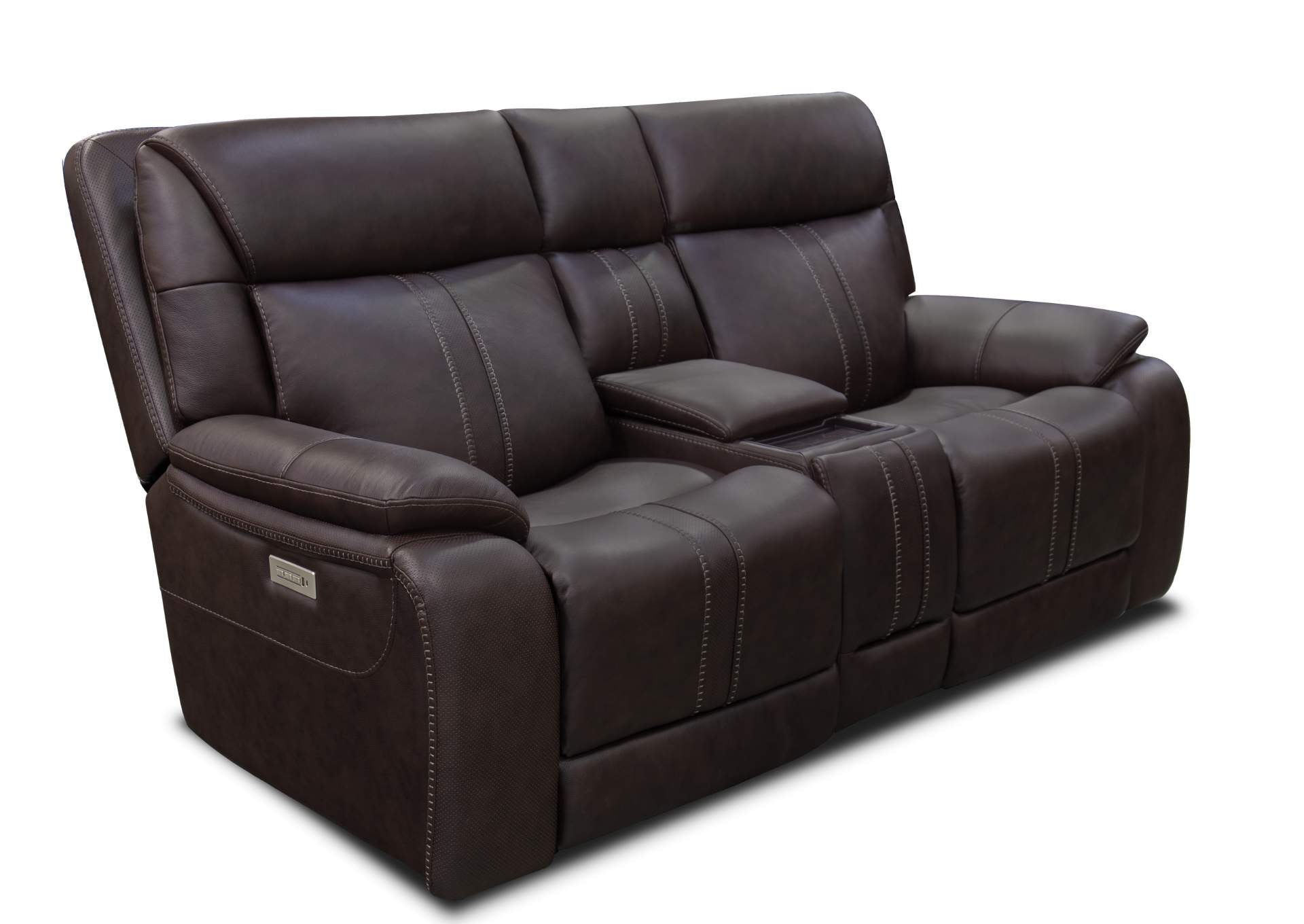 Xara Leather Power Console Loveseat - Earth - Additional View 1