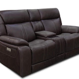 Xara Leather Power Console Loveseat - Earth - Additional View 1