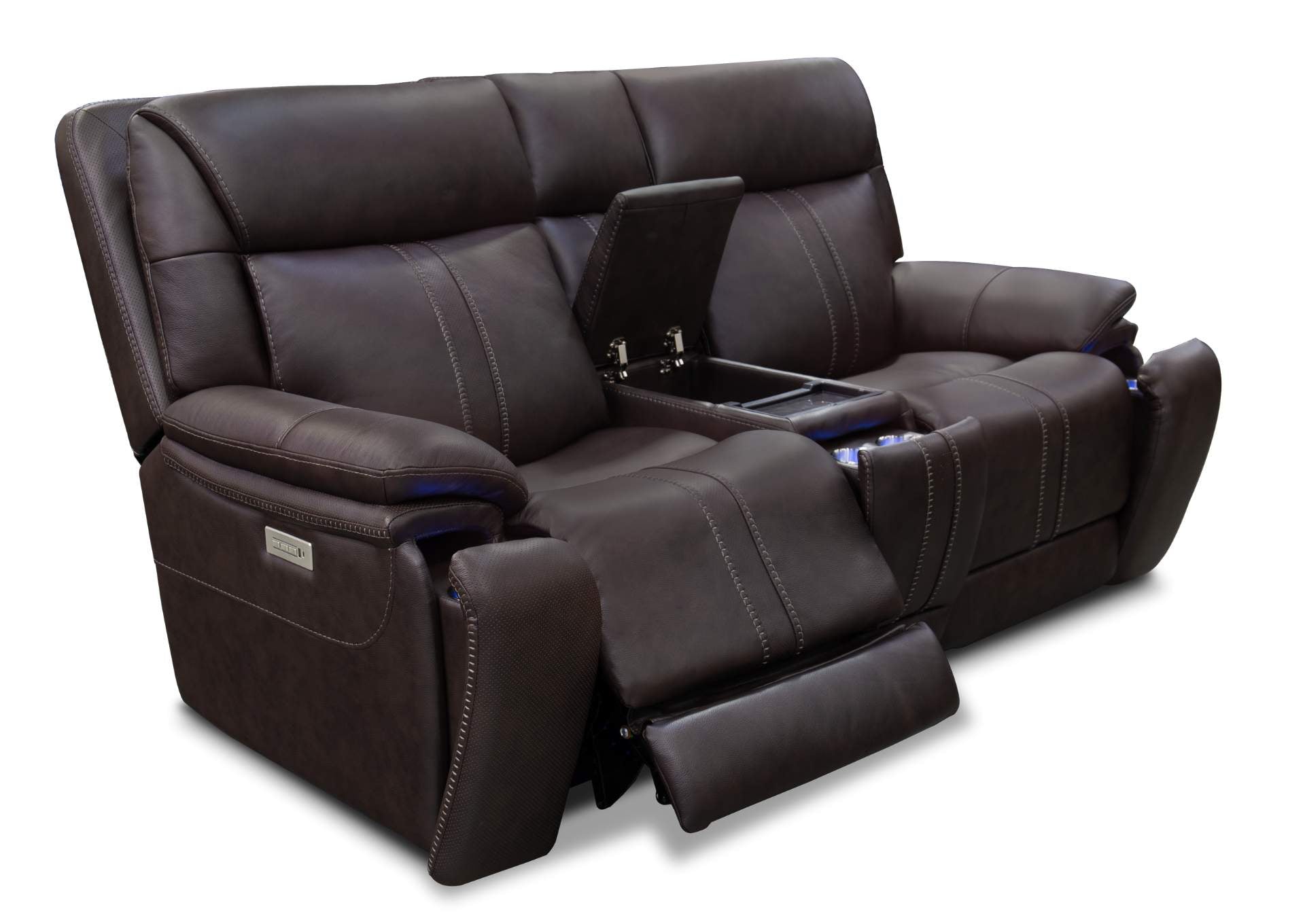 Xara Leather Power Console Loveseat - Earth - Additional View 2