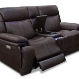 Xara Leather Power Console Loveseat - Earth - Additional View 2