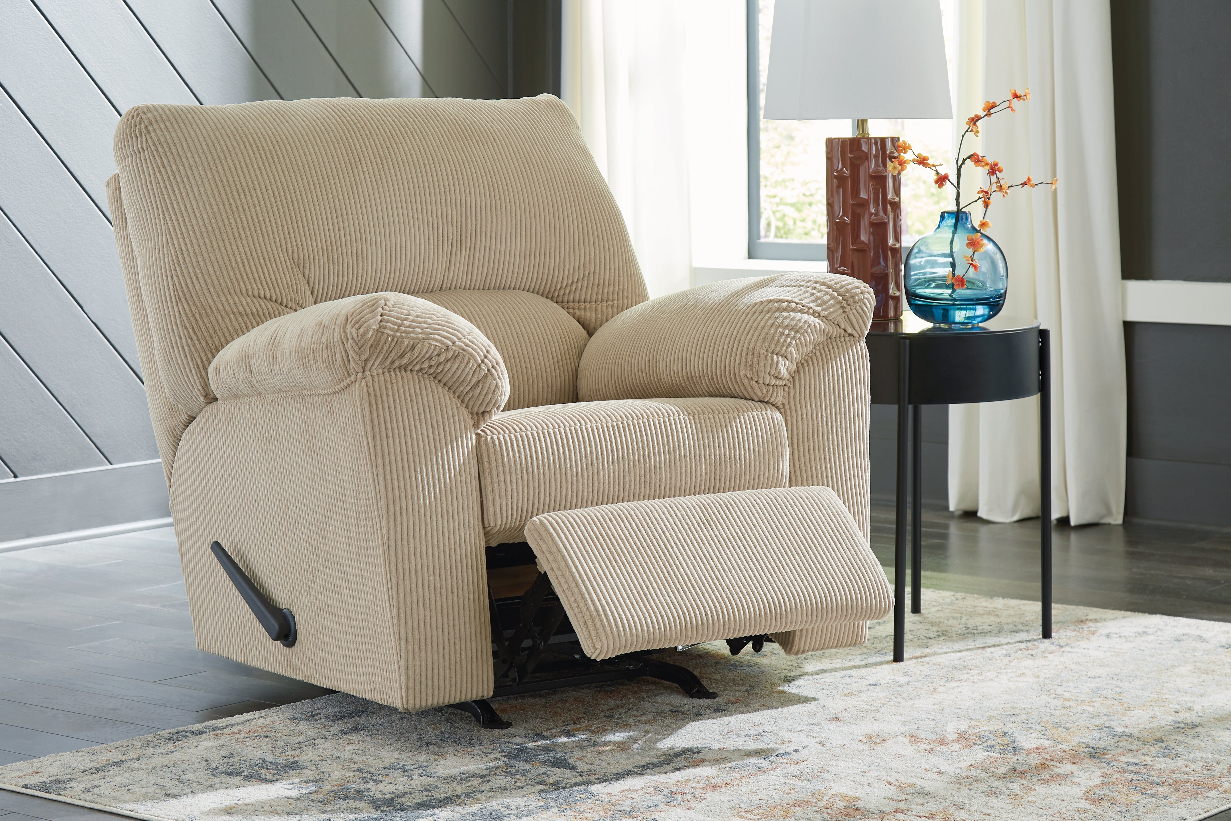 Ashley Furniture - Simplejoy Recliner - Sand - Beige Fabric - Recliners - Additional View 7