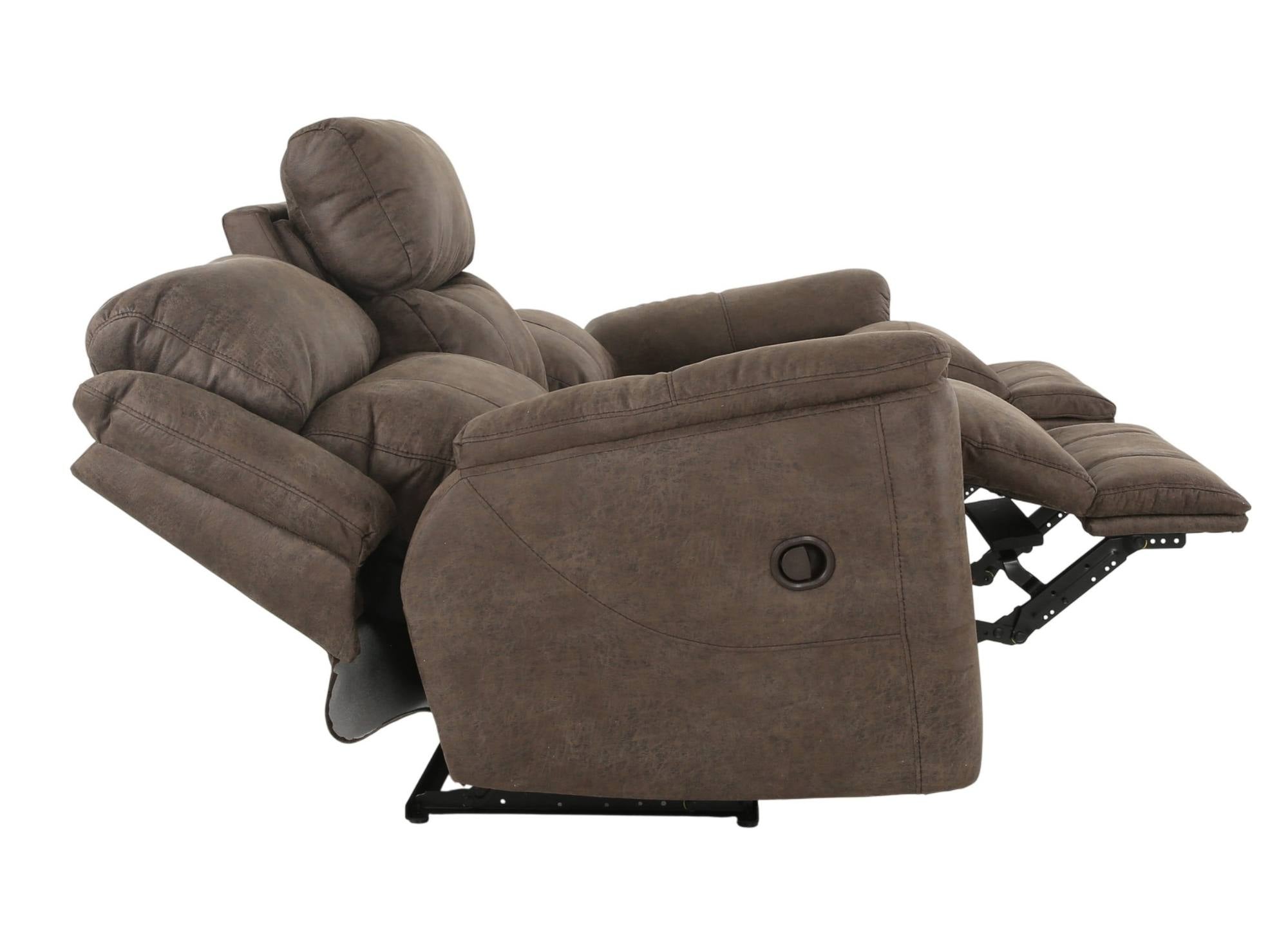 MILO ESPRESSO RECLINING SOFA WITH DROP DOWN TABLE WITH CUPHOLDERS - Additional View 3
